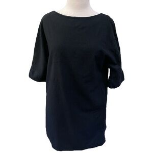 COS Wool Blend Shift Dress Oversized Black Short Sleeve Women's XS
